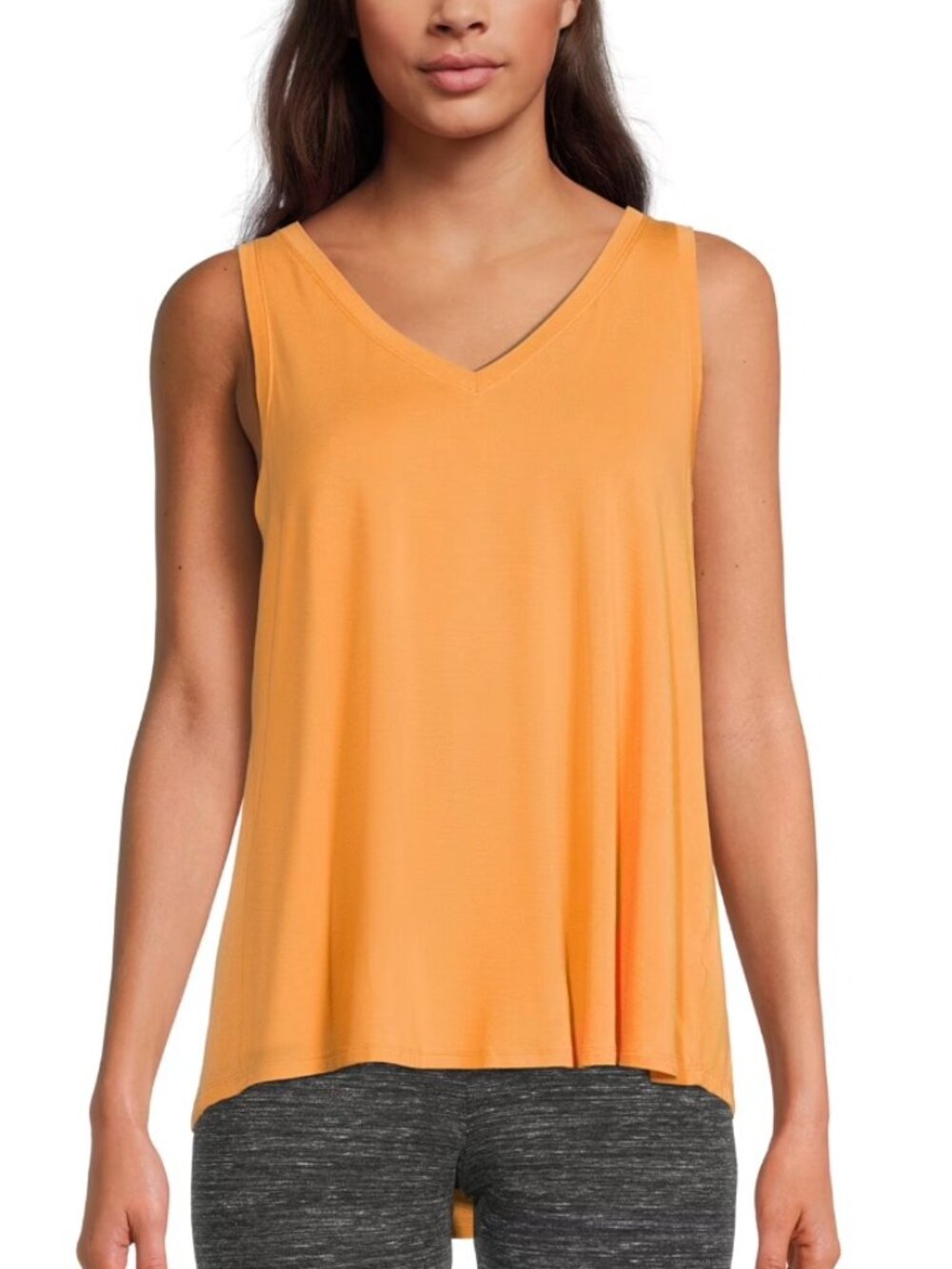 Time & Tru Soft Papaya V-Neck Swing Tank High Low Sleeveless Jersey Size XL  B43